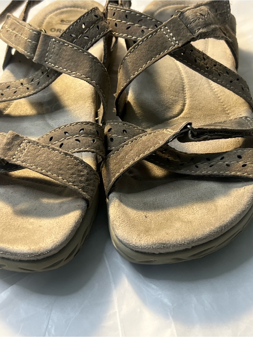 Earth Origins Taupe Strappy Lightweight Women's Sandals - Picture 2 of 11